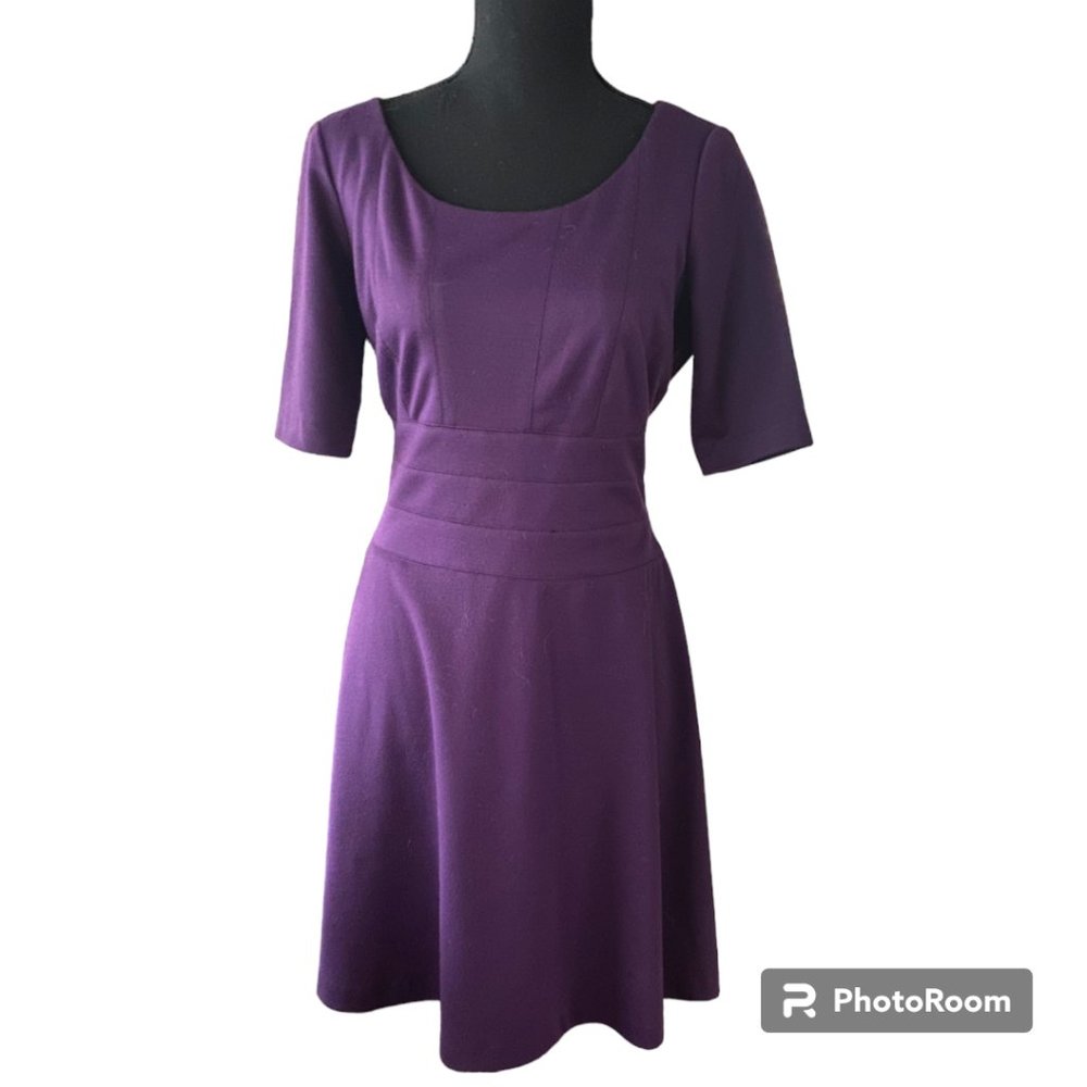 Donna Ricco Women's Petite‎ Purple Fit and Flare 3/4 Sleeve dress 8P